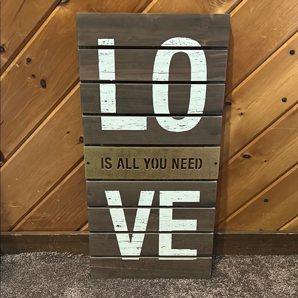 “Love is all you need” rustic wooden pallet wall decor sign